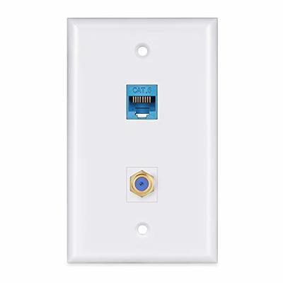 BUPLDET HDMI and Ethernet Wall Plate - 4K HDMI RJ45 Cat6 Keystone Jack  Network Wall Plate Female to Female for HDTV