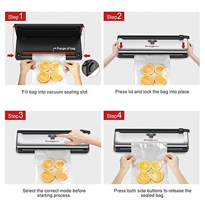 Bonsenkitchen Vacuum Sealer Machine, Stainless Steel Vacuum Food Sealer  with 8-in-1 Vacuum Sealing System, 6 Food Vacuum Modes, Built-in Cutter and