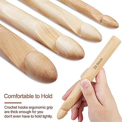 Coopay Large Crochet Hooks 15mm 20mm 25mm 30mm Wooden Crochet Hook