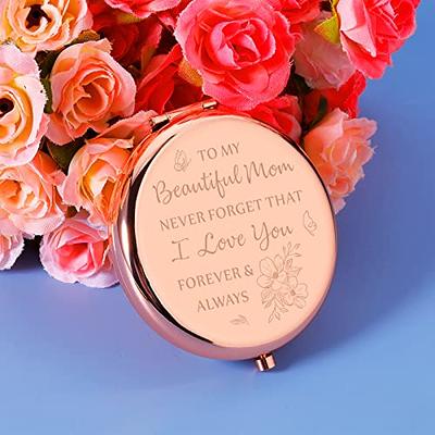 Mom Birthday Gifts for Mom - I Love You Mom Rose Gold Compact Mirror I Gifts for Mom from Daughter I Mom Gifts for Birthday I Mom Gifts for