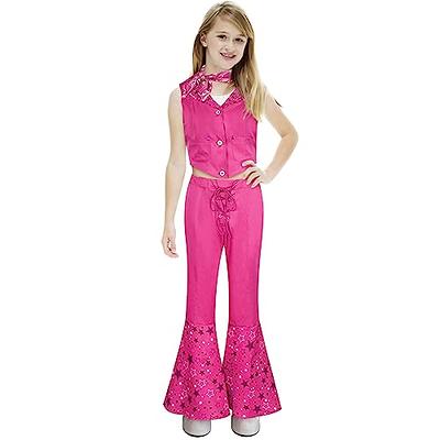 SUEE Pink Cowgirl Outfit for Girls 70s 80s Hippie Disco Halloween Movie  Doll Costume, 3-10Y