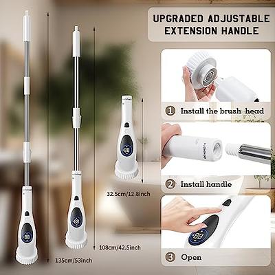 Electric Spin Scrubber Cleaning Brush Rechargeable Cordless Power scrubbers  Portable Handheld Scrub with 6 Replaceable Brush Heads, 2 Adjustable