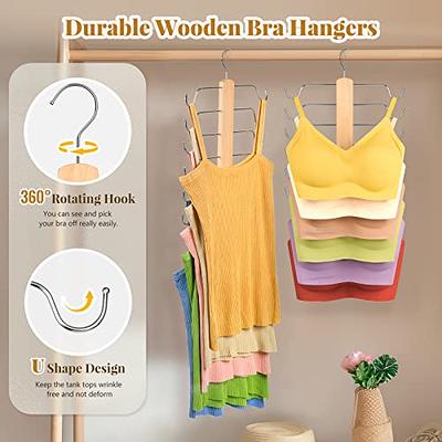  2 Pieces Space Saving Bra Organizer with Wood Tank Top Hanger  Closet Organizer Hangers Natural Wood Bra Holder Hanger Closet Organizer  and Storage Rack for Bras, Tank Tops, Camisoles : Home