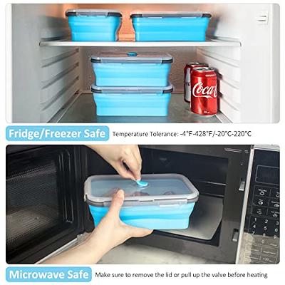 Annaklin Collapsible Food Storage Containers with Lids & Vent, 11.8 oz,  Kitchen Stacking Silicone Collapsible Meal Prep Container Set for Leftover