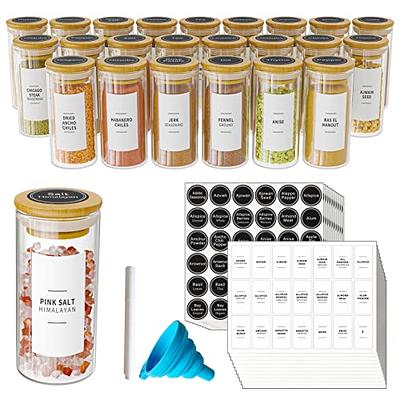 24-Pack Farmhouse Glass Spice Jars with Labels - Seasoning Organizer  Containers