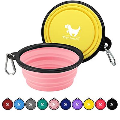 Gorilla Grip Collapsible Dog Bowl, Silicone Set of 2 Travel Bowls with  Carabiner, Foldable and Portable Accessories for Cat and Dogs, Small Pet  Hiking