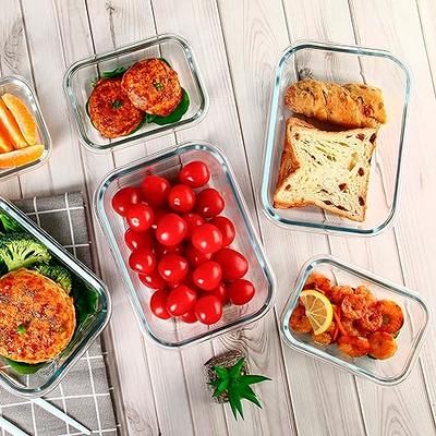 Glass Food Storage Containers Set, Large Size Glass Containers with Lids,  BPA-free Locking lids, 100% Leak Proof Glass Meal Prep Containers, Freezer