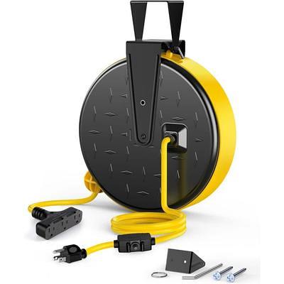 Designers Edge E231 16/3 20' Yellow/Black 4-Outlet Retractable Extension Cord Reel