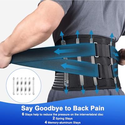 BraceUP Back Support, Back Brace for Men and Women - Lumbar Support Lower  Back Belt for Back Pain Relief, Herniated Disc, Heavy lifting, with Dual