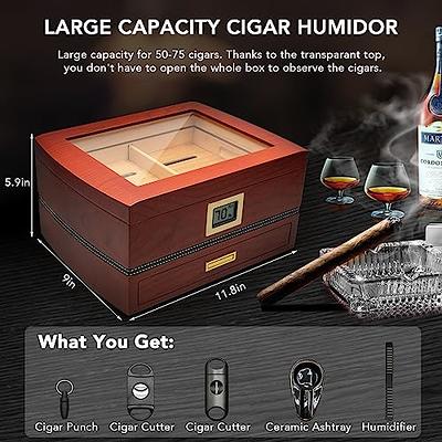  Cigar Humidor, Wood Cigar Humidor, Cabinet Portable Cigar Case, Luxury  Cigar Humidor Cabinet with Accurate Digital Hygrometer and Humidifier,  Spanish Cedar Lined Cigar Box, Can Hold 100 Cigars : Health 