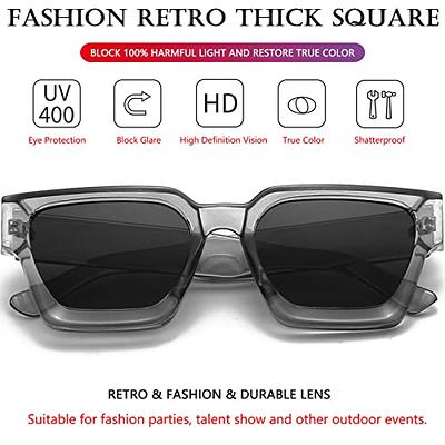 AIEYEZO Square Sunglasses for Women Men Square Thick Frame Sun Glasses Simple Designer Style Shades