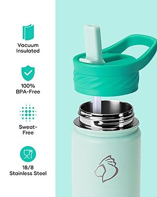 2-Pack Kids Water Bottle for School, BUZIO 14 oz Stainless Steel Vacuum  Insulated Sports Water Bottle with Straw Lid, Wide Mouth Leak Proof Drink