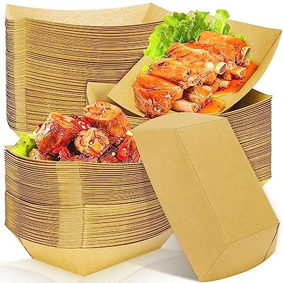 [250 Pack] 1 lb Heavy Duty Disposable Kraft Brown Paper Food Trays Grease  Resistant Fast Food Paperboard Boat Basket for Parties Fairs Picnics
