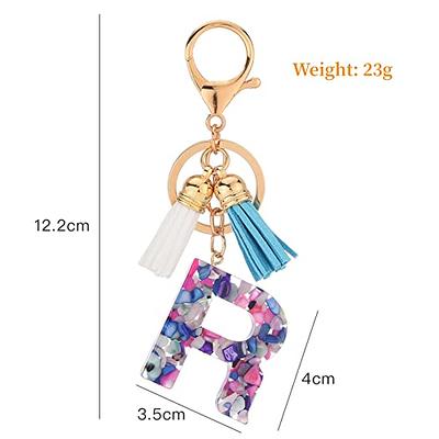 XGALBLA Letter AZ Keychain for Women Purse Handbags Alphabet Initial Letter  Keychain Tassel Butterfly Pendant Key Ring