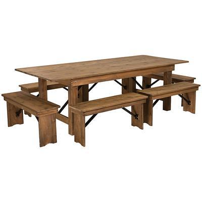 Flash Furniture Hercules Series 7' x 40 Rustic Solid Pine Folding Dining  Table, Rectangular Antique Farmhouse Dining and Event Extension Table