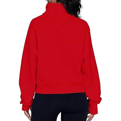 Womens Sweatshirts Half Zip Cropped Pullover Fleece Quarter Zipper Hoodies  Fall Outfits Clothes Thumb Hole