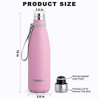 koodee 12 oz Water Bottle with Straw- Stainless Steel Double Wall