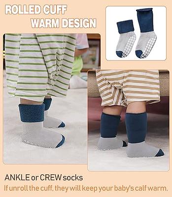 LANLEO Baby Girls Boys Non Slip Socks with Grips Toddler Kids Unisex Warm  Thick Cotton Ankle Crew Socks with Grippers 6 Pairs Mix Color B,1-3 Year  Old - Yahoo Shopping