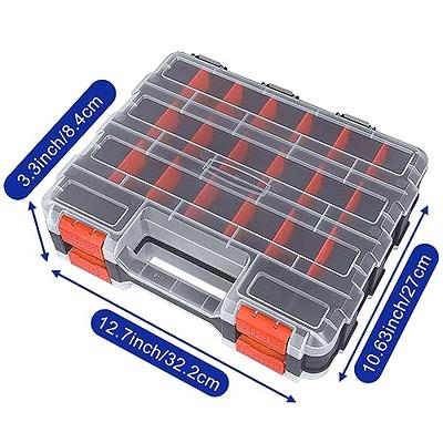 Tools Organizer Box Small Parts Storage Box 34-Compartment Double Side  Hardware Organizers with Removable Plastic Dividers for Screws, Nuts,  Nails