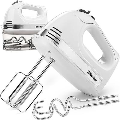 Mueller Electric Hand Mixer, 5 Speed with Snap-On Case, 250 W, Turbo Speed,  4 Stainless Steel Accessories, Beaters, Dough Hooks, Baking Supplies for  Whipping, Mixing, Cookies, Bread, Cakes, White - Yahoo Shopping
