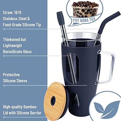 tronco 20oz Glass Tumbler with Bamboo Lid and Straw,Iced Coffee Cup  Reusable,Smoothie Cup, Glass Boba Tea Cup,Spill Proof Glass Water Bottle  With Silicone Protective Sleeve- BPA Free - Yahoo Shopping