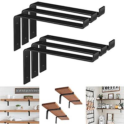 Shelf Brackets with Hooks, Heavy Duty Floating Shelf Bracket, Cast Iron Shelving  Brackets for DIY Wall Shelves, Rustic Shelf Brackets 6 Inch, 2 Pack - Yahoo  Shopping