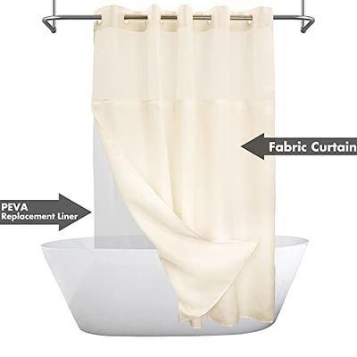 No Hooks Needed Textrue Fabric Shower Curtain with Snap in Liner - Hotel  Grade, Spa Like - 71x74 inch, White