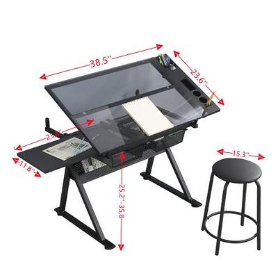 Simplay3 Creative Kids Art Desk Table and Chair Set with Attached Desk  Chair, Full Floor and Art Storage