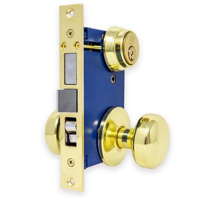 Brass Mortise Entry Left Hand Door Lock Set with 2.75 in. Backset, 2 SC1  Keys and Wide Face Plate-Hex