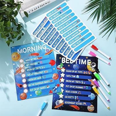 Qilery Space Daily Routine Chart for Kids Morning Bedtime Responsibility  Chart for Kids Reward Kids Routine Checklist Daily Schedule Board with 2  Sheet Routine Stickers 8 Dry Erase Markers for Toddler - Yahoo Shopping