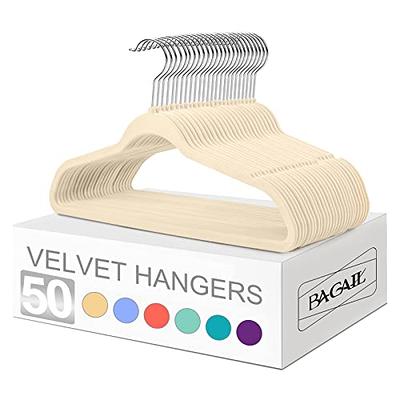 BAGAIL Velvet Hangers 50 Pack, Black Non Slip 360 Degree Swivel Hook Strong  and Durable Clothes Hangers for Coats, Suit, Shirt Dress, Pants & Dress