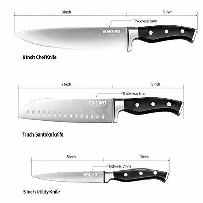 Enowo Chef Knife Ultra Sharp Kitchen Knife Set 3 PCS,Premium German  Stainless Steel Knife with Finger Guard Clad Dimple,Ergonomic Handle and  Gift Box - Yahoo Shopping