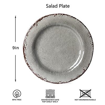 6pc Melamine Salad Plate Set, White