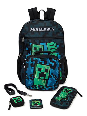 Minecraft Creeper 17 inch Kids Backpack with Lunch Bag - Green