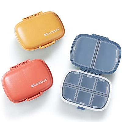 3 Pack - Open Lid Round Pill Box Organizer Pocket Small case Holder,Daily  containers. Medicine Holder, Ideal for Medication, Vitamin, Supplement