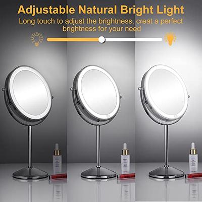 Acoolda Vanity Mirror with Lights, Hollywood Lighted Makeup Mirror with 3  Color Lighting Modes, Detachable 10X Magnification, 360°Rotation
