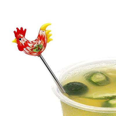 Duck Glass Decoration Stainless Steel Cocktail Coffee Drink Stirrers Stir  Tools for Making Cocktails Cocktail Drink Swizzle Stick with Decor Top