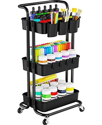 3 tier Utility Rolling Plastic Storage Cart Trolley With - Temu