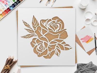 Rose Stencil Templates 18x18cm Summer Flowers Vine Leaves Pattern