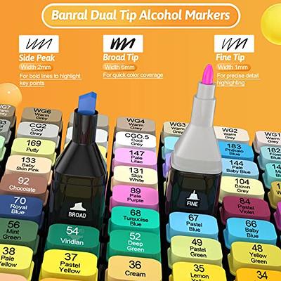 Banral 120 Colors Alcohol Markers, Dual Tip Alcohol Based Art Markers Set  Pens for Artists Kids Adults, Permanent Drawing Markers for Adult Coloring