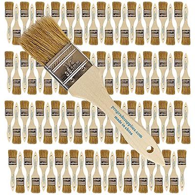 Remerry 100 Pcs Chip Paint Brushes Bulk Chip Brush Wooden Stain Brush Multi  Size Bristle Flat Art Brushes Sets for Paint Wall Furniture Paint Glues