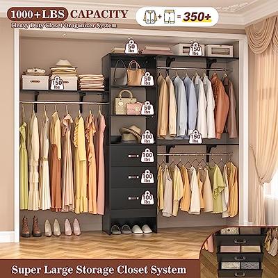 Aheaplus Wood Wardrobe Closet Storage Free Standing Closet Organizer,  Clothes Garment Racks with Storage Shelves and Hanging Rod, Walk In Closet  Organizer with 3 Wood Drawers - Yahoo Shopping