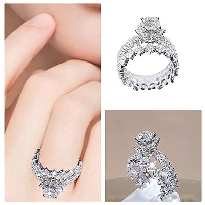 ILH Clearance Deals Rings,Sterling Silver Ring Womens Diamond Engagement Wedding Band Rings Cubic Zirconia Jewelry Gift