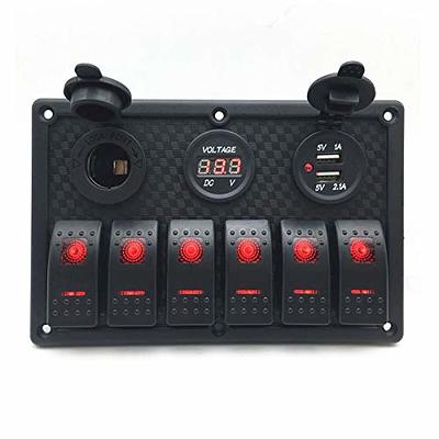 6 Gang Marine Boat Rocker Switch Panel 12V Waterproof RV Led Switch Panel  for Car Truck