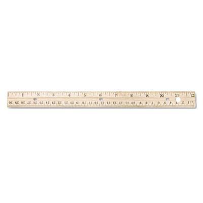 Westcott 05221 12 Flat Wood Ruler with Double Metal Edges - 1/16