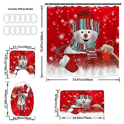  4Pcs Christmas Elk Grinch Shower Curtain Set with Non