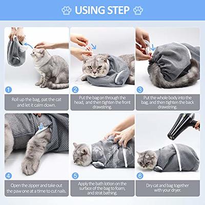 Cat Shower Net Bag Cat Grooming Bathing Bag Adjustable Cat Washing Bag  Multifunctional Cat Restraint Bag Prevent Biting Scratching for Bathing