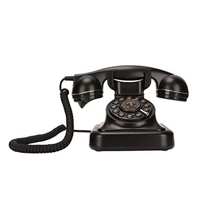Cryfokt Vintage Corded Dial Telephone, Disc Button Retro Landline