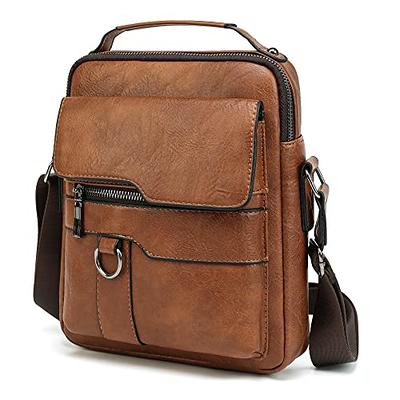 Black Leather Bag Men's Messenger Bags Med Shoulder Top Handle Man Bag –  Travell Well