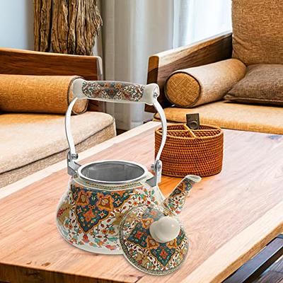 Floral Ceramic Enamel Teapot Tea Kettle For Stovetop, Thickened